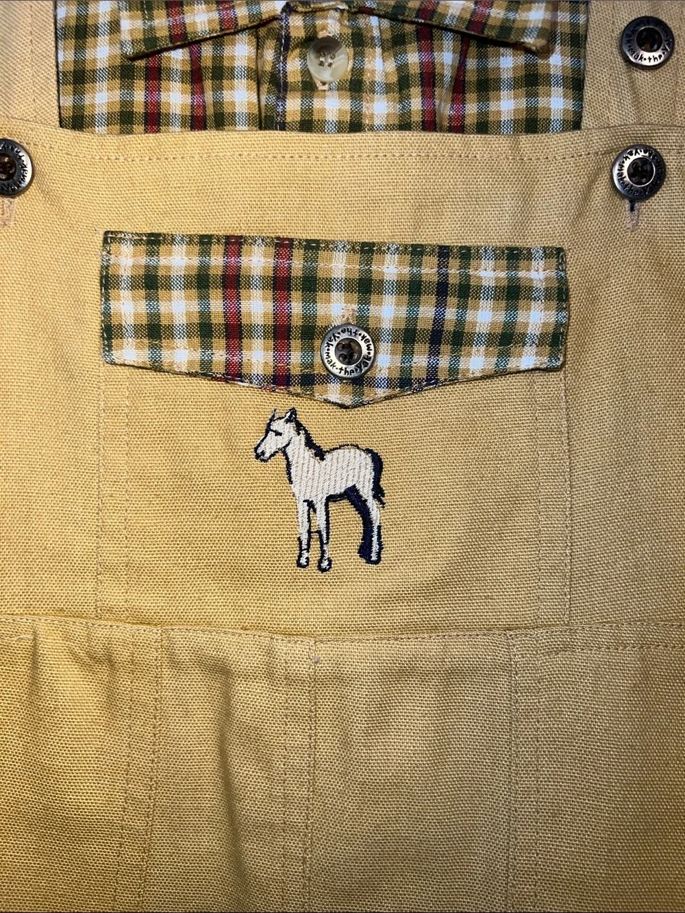 Vintage Kids Mak the Yak Shirt and Overalls with Embroidered Baby Horse.​